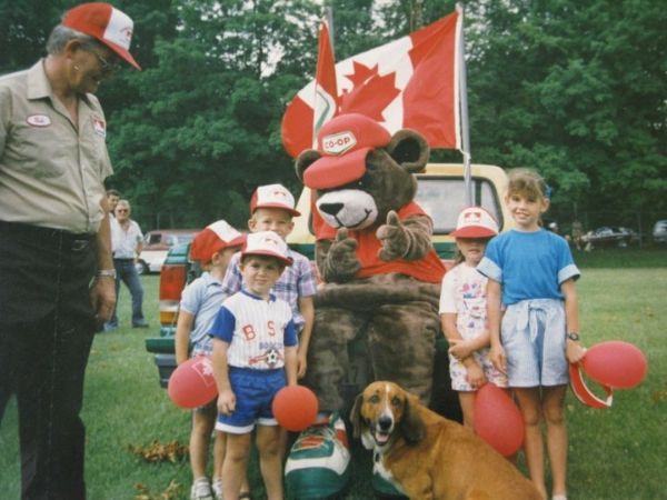 If recalled correctly, Bob had meter sticks created to hand out in this Canada Day parade featuring