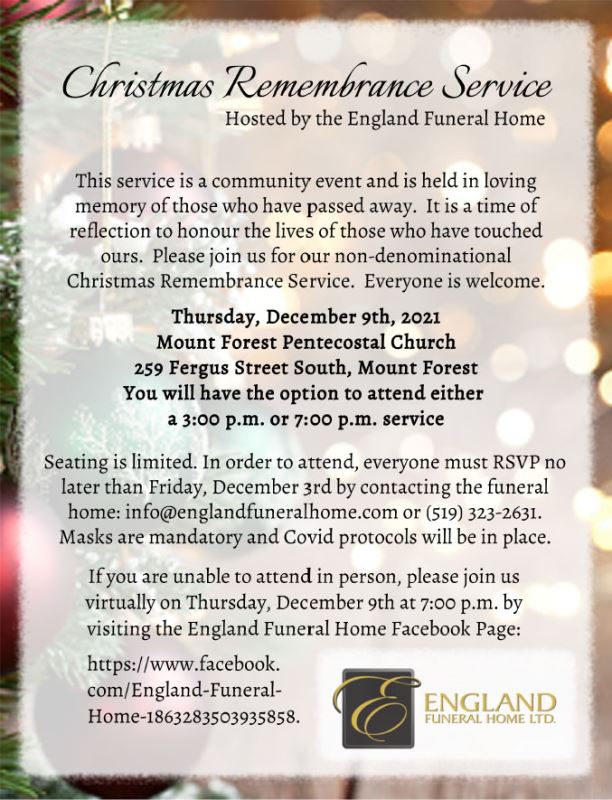 England Funeral Home Ltd - Mount Forest On