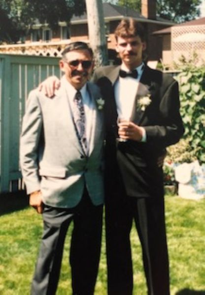 Another proud moment with his son Greg on his wedding day