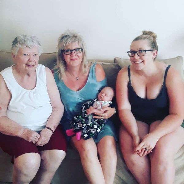 Blanche with her daughter, granddaughter and great-granddaughter. - 2018