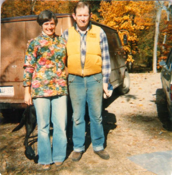 Dad with sister Kathy at our cottage on Gilbank Lake - 1976 - 1979?